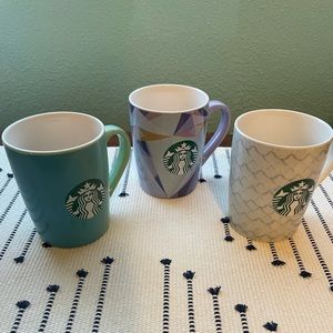 Starbucks Bundle Matching Set of 3 Coffee Mugs Ceramic Collectible Colorful 2021